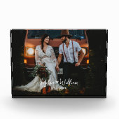 カップル写真結婚名の記念日ハート フォトブロック (正面)