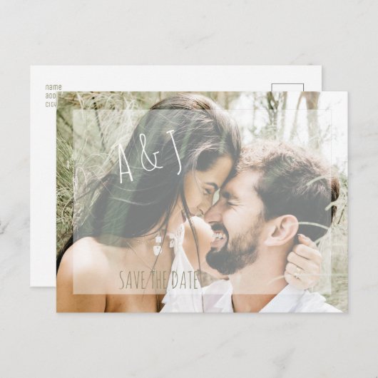 カップル写真結婚式ウェブサイトを保存 案内ポストカード (正面/裏面)