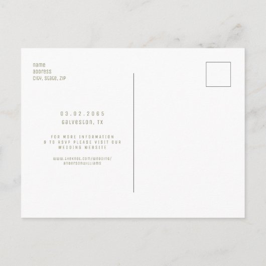 カップル写真結婚式ウェブサイトを保存 案内ポストカード (裏面)