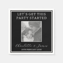 カップル写真結婚式レセプション白黒 スタンダードカクテルナプキン