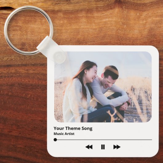 カップル写真音楽プラークお気に入りのソングQRコード キーホルダー (正面)