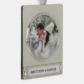 カップル写真 シルバープレートバナーオーナメント (右)