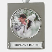 カップル写真 シルバープレートバナーオーナメント (正面)