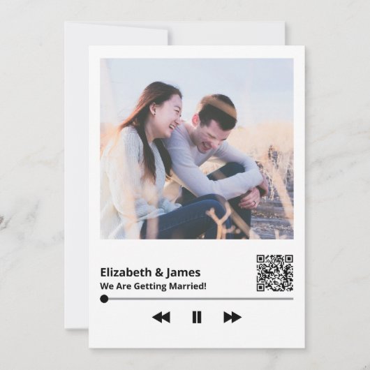カップル写真QRコードユニークな結婚式招待状 招待状 (正面)
