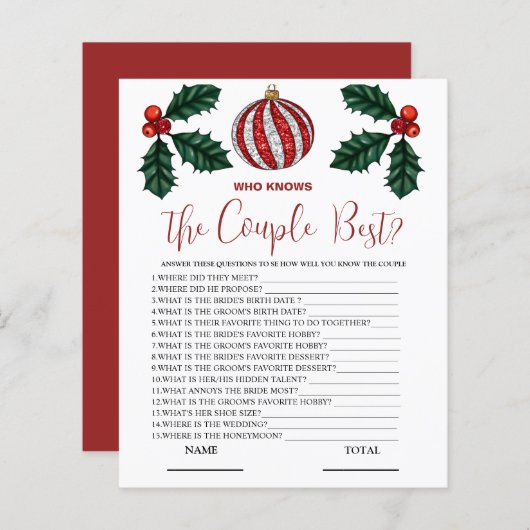 カップル冬の最高のブライダルゲーム (正面/裏面)