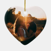 カップル初めてのクリスマスの写真 セラミックオーナメント (裏面)