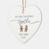 カップル初めてのクリスマスの写真 セラミックオーナメント (左)