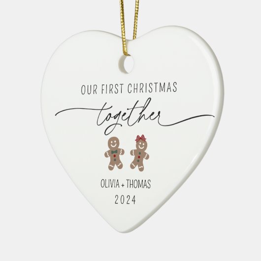 カップル初めてのクリスマスの写真 セラミックオーナメント (左)