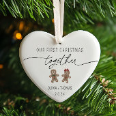 カップル初めてのクリスマスの写真 セラミックオーナメント