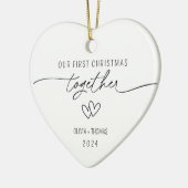 カップル初めてのクリスマスの写真 セラミックオーナメント (左)