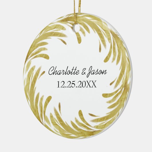 カップル初めてのクリスマスカスタマイズ セラミックオーナメント (左)