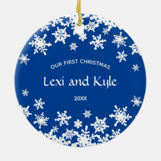 カップル初めてのクリスマススノーフレークセラミックオーナメント セラミックオーナメント