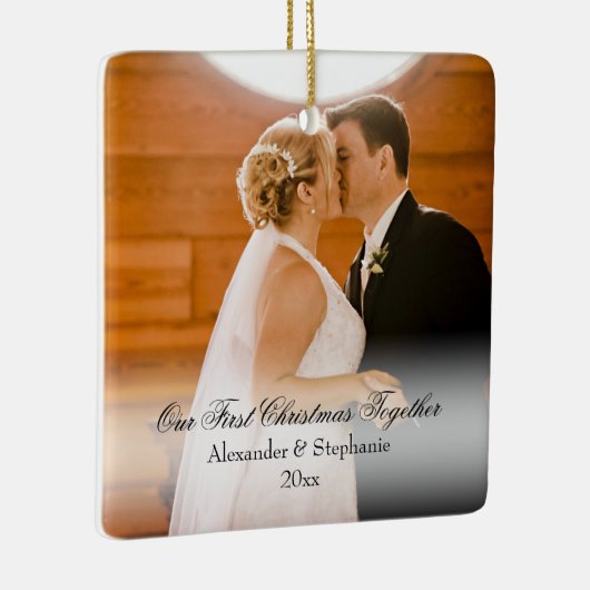 カップル初めてのクリスマスズトゥガースクエア写真 セラミックオーナメント (右)