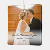カップル初めてのクリスマスズトゥガースクエア写真 セラミックオーナメント (左)
