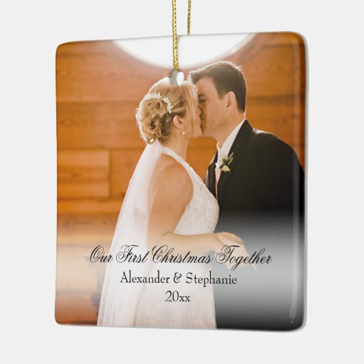 カップル初めてのクリスマスズトゥガースクエア写真 セラミックオーナメント (左)