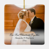 カップル初めてのクリスマスズトゥガースクエア写真 セラミックオーナメント (裏面)