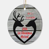 カップル初めてのクリスマスパーソナライズされたオーナメント セラミックオーナメント (左)