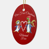 カップル初めてのクリスマスホリデイ セラミックオーナメント (左)