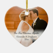 カップル初めてのクリスマス一緒にKeepsake写真 セラミックオーナメント (正面)