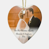 カップル初めてのクリスマス一緒にKeepsake写真 セラミックオーナメント (左)