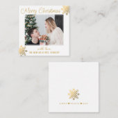 カップル初めてのクリスマス写真予算金ゴールドスノーフレーク ノートカード (正面/裏面)