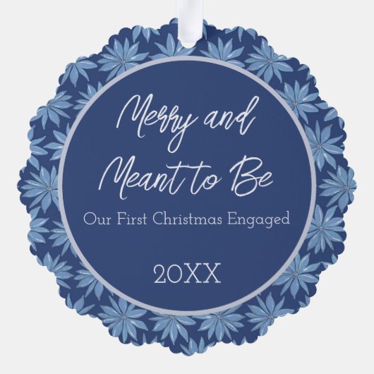 カップル初めてのクリスマス婚約したフォトポインセチア オーナメントカード (裏面)