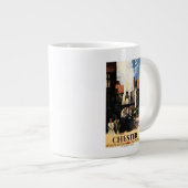 カップル及びタワーの時計の柵との通りの眺め ジャンボコーヒーマグカップ (正面右)