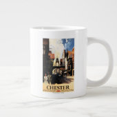 カップル及びタワーの時計の柵との通りの眺め ジャンボコーヒーマグカップ (右)