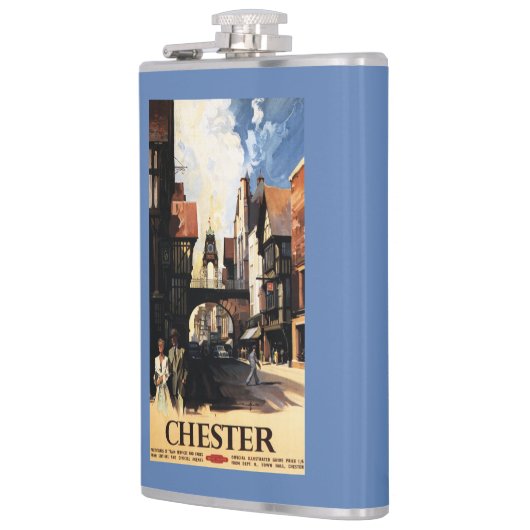 カップル及びタワーの時計の柵との通りの眺め フラスク (左)