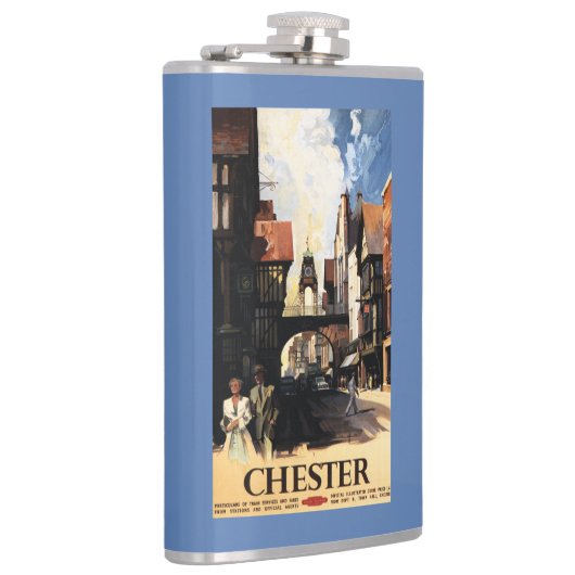 カップル及びタワーの時計の柵との通りの眺め フラスク (右)