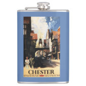 カップル及びタワーの時計の柵との通りの眺め フラスク (正面)