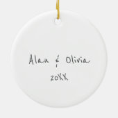 カップル友人クリスマス一緒にかわいい鳥のカスタム セラミックオーナメント (裏面)