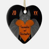 カップル名おもしろいGothicハロウィーンこうもり セラミックオーナメント (右)