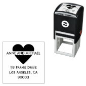 カップル名とアドレスの黒いハート セルフインキングスタンプ (インサイチュ)