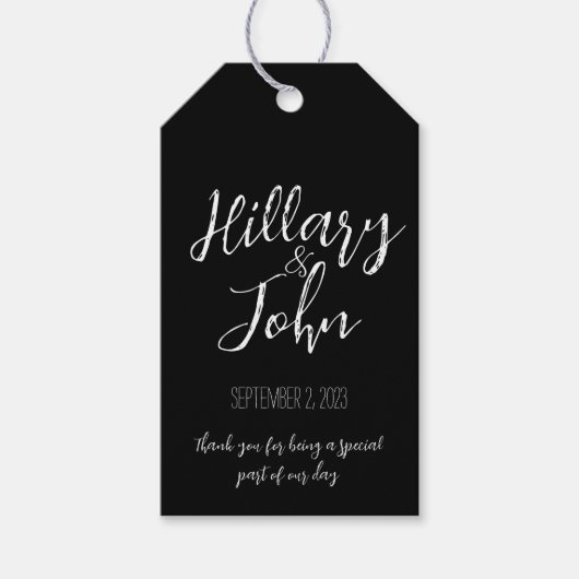 カップル名と特殊メッセージのクラシック ギフトタグ (正面)