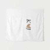 カップル名と結婚式のゴールドハートグリッターを追加 タペストリー (正面(横))