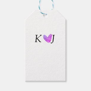 カップル名の文字の結婚ピンクのハートグリッターの追加 ギフトタグ