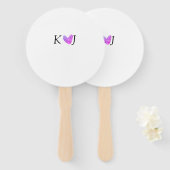 カップル名の文字の結婚ピンクのハートグリッターの追加 ハンドファン (正面&裏面)