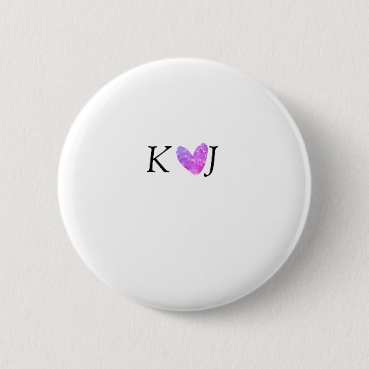 カップル名の文字の結婚ピンクのハートグリッターの追加 缶バッジ (正面)
