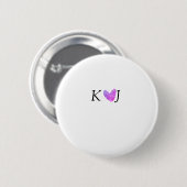カップル名の文字の結婚ピンクのハートグリッターの追加 缶バッジ (正面&裏面)