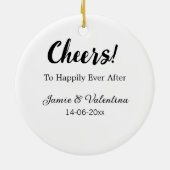 カップル名の日付を追加した後に幸せに応援 セラミックオーナメント (裏面)