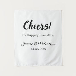 カップル名の日付を追加した後に幸せに応援 タペストリー