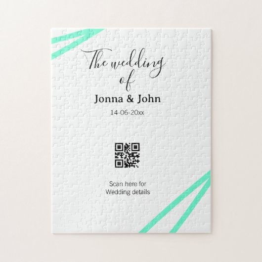 カップル名の結婚式QRコードスキャン詳細 ジグソーパズル (縦)