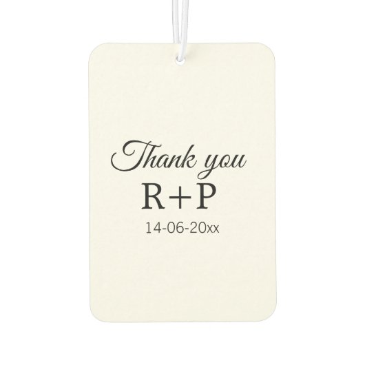 カップル名の追加に感謝イニシャルレター文字日 カーエアーフレッシュナー (裏面)