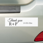 カップル名の追加に感謝イニシャルレター文字日 バンパーステッカー (車上)