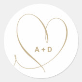 カップル名イニシャル愛ハート ラウンドシール (正面)