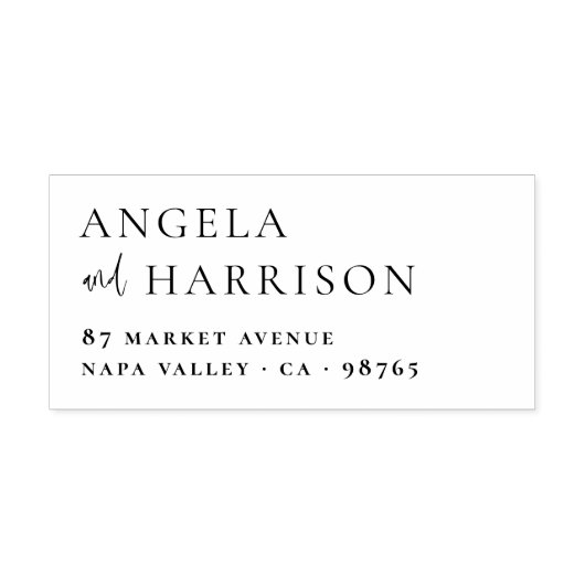 カップル名エレガントな結婚式の戻りアドレス セルフインキングスタンプ (デザイン)