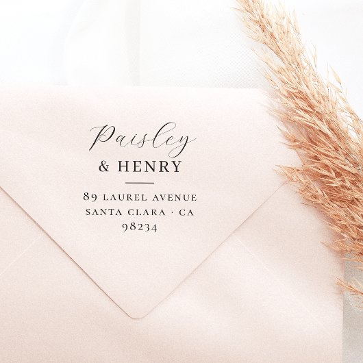 カップル名エレガントな結婚式の戻りアドレス セルフインキングスタンプ