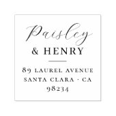 カップル名エレガントな結婚式の戻りアドレス セルフインキングスタンプ (デザイン)