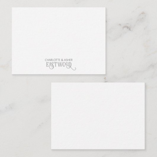 カップル名グレーのホワイトノートカード ノートカード (正面/裏面)